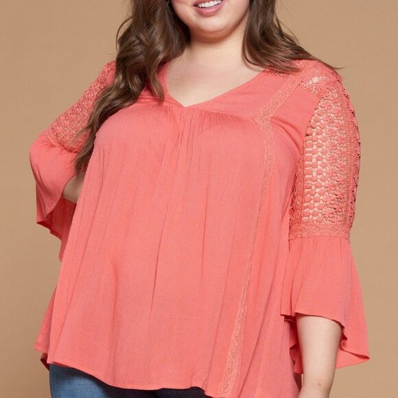 Solid Woven Babydoll Blouse - Picture 1 of 5